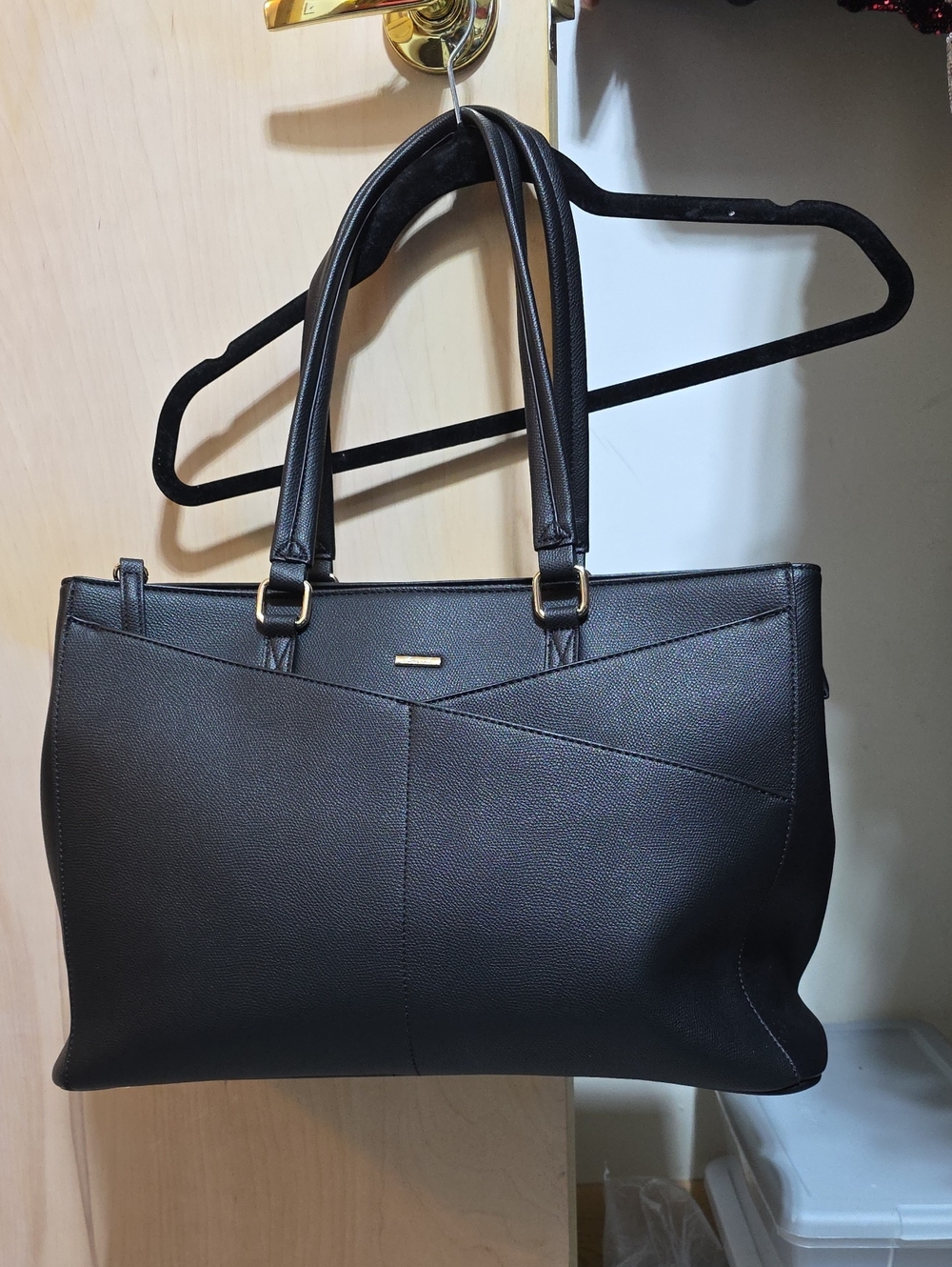 Black Classic Leather Tote Bag - Unbranded